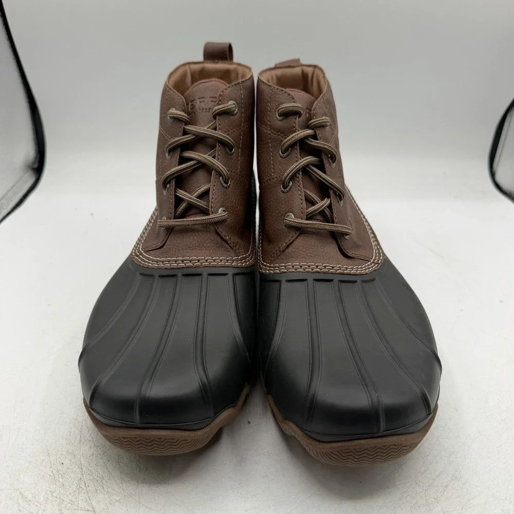 Sperry Brewster Duck Boots Mens Sz 12 Brown Black Rain Waterproof STS22783